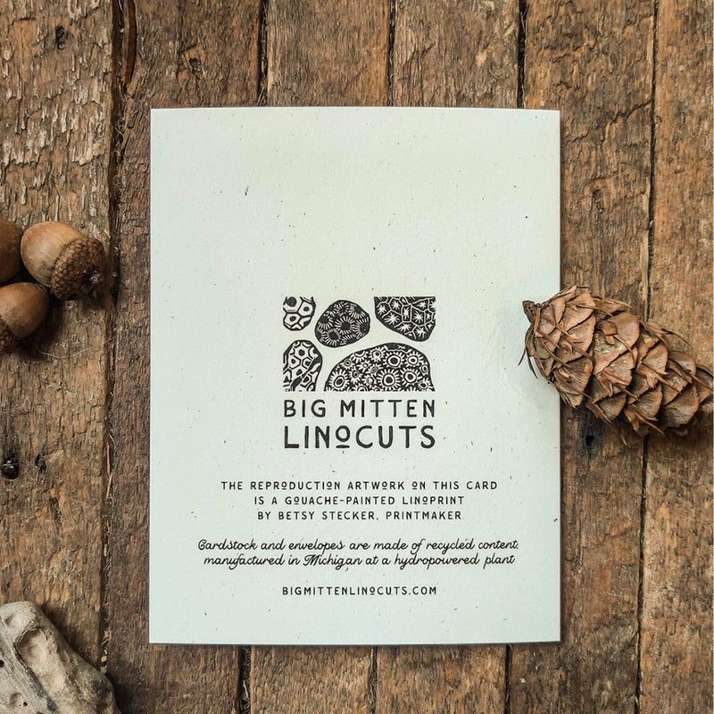 Echinacea Watercolor Linocut Card back