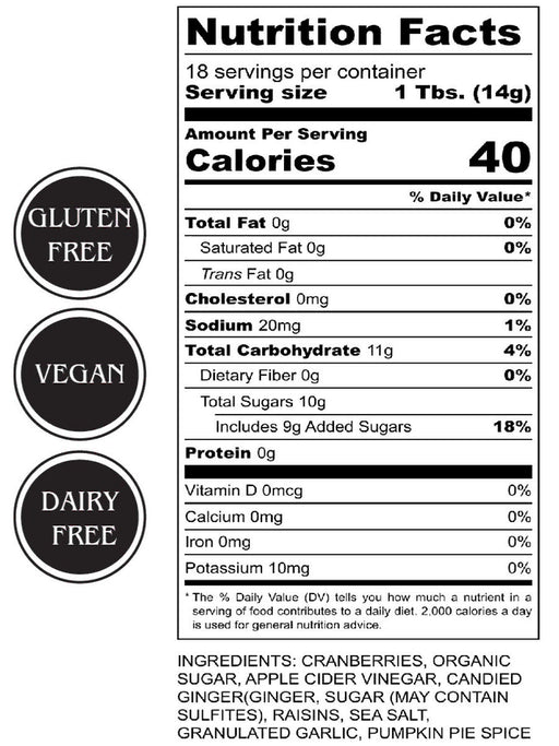 Cranberry Chutney - nutritional and ingredient information