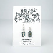 Rectangle Cross Mustard Seed Earrings