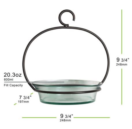 Cuban Hanging Bird Bath Or Feeder - labeled for size and scale
