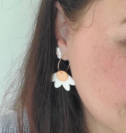 Daisy Hoop Earrings in use