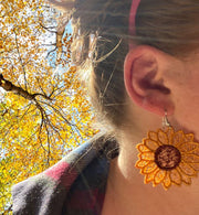 Black-eyed Susan Flower Earrings - in use