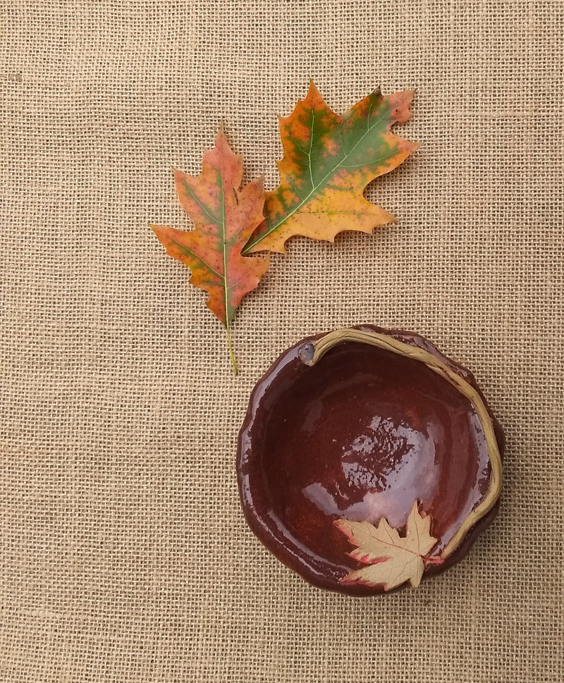 Stoneware Dessert Tray Set- Silver Maple Design - small bowl