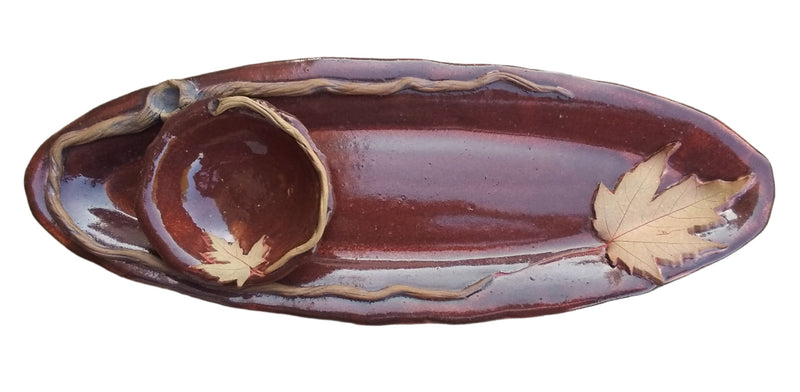 Stoneware Dessert Tray Set - Silver Maple Design