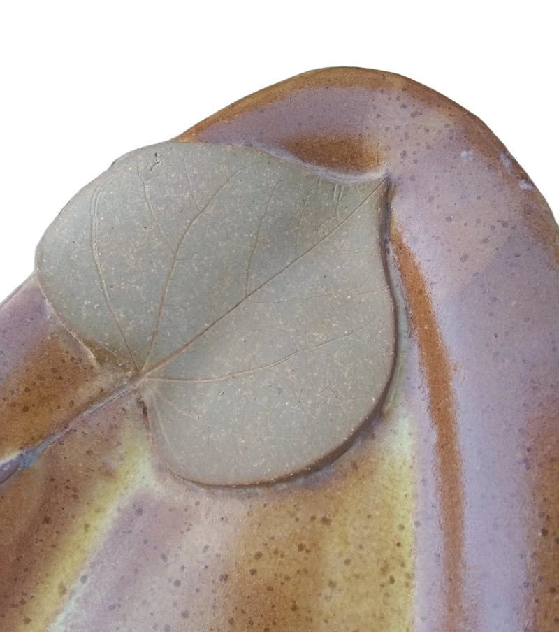 Stoneware Dessert Tray Set - Redbud - leaf detail