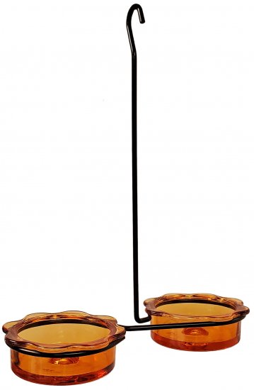Orange Double Glass Dish Feeder for Orioles
