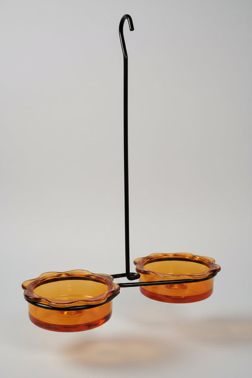 Orange Double Glass Dish Feeder for Orioles