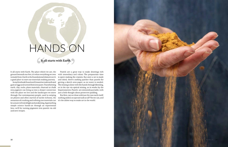 Text with picture of hand with soil pouring through the fingers