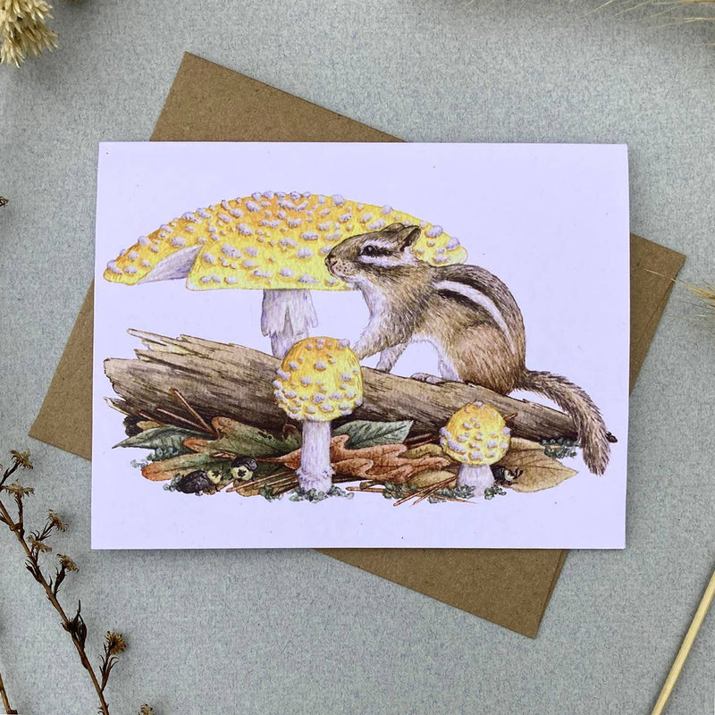 Card Set - 12 Woodland Critters On Blank Recycled Cards