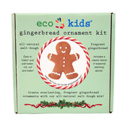Box of eco kids gingerbread ornament kit box with a gingerbread man design on a green background