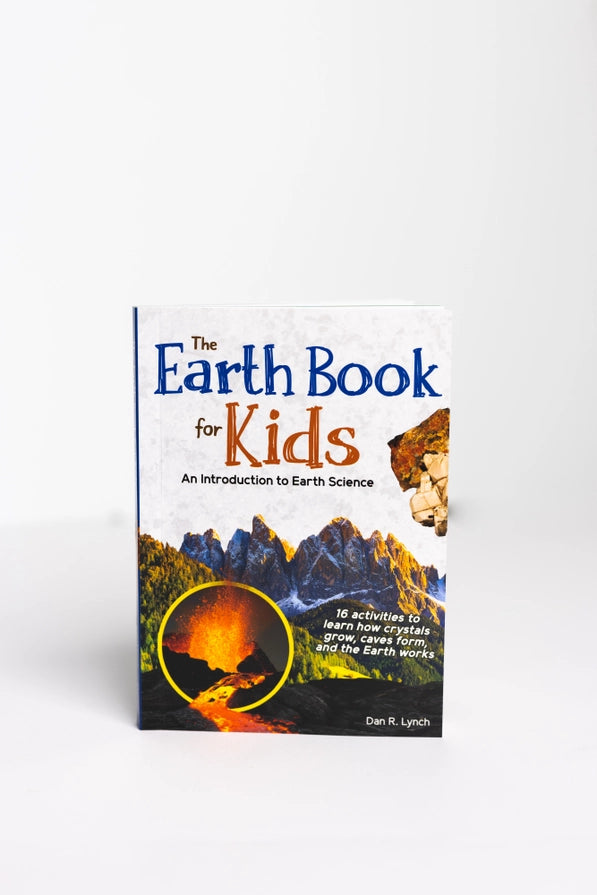 Book titled 'The Earth Book for Kids' on a white background