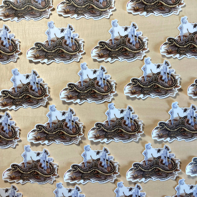Sticker - Garter Snake with Ghost Pipes