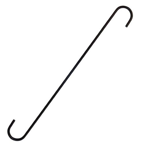 18" long s-hook with 1.5"-wide openings powder coated black