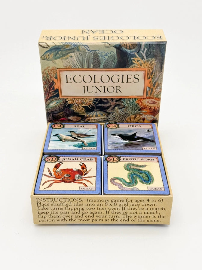 Box of 'Ecologies Junior' game with colorful illustrations on a white background