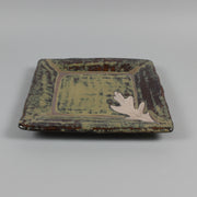 Square Embossed Stoneware Platter with Bowl - White Oak
