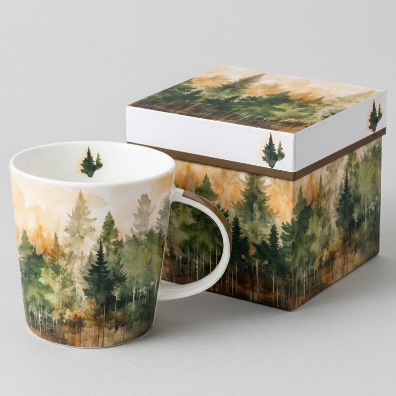 Gift-Boxed Mug - Evergreen Trees
