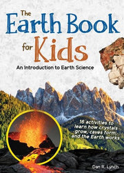 Book cover of 'The Earth Book for Kids' with mountain and rock imagery