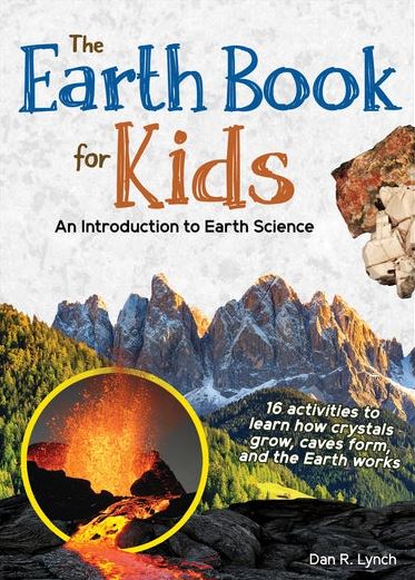 Book cover of 'The Earth Book for Kids' with mountain and rock imagery