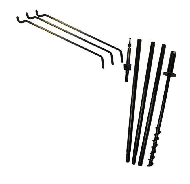 Deluxe Squirrel Buster Feeder System with Pole Set featuring Three Arm Bird Feeder Pole Set - Three Extended Reach Arms