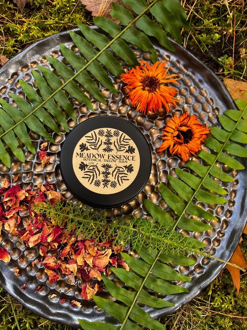 Meadow Essence Botanical Tallow Balm - in the packaging