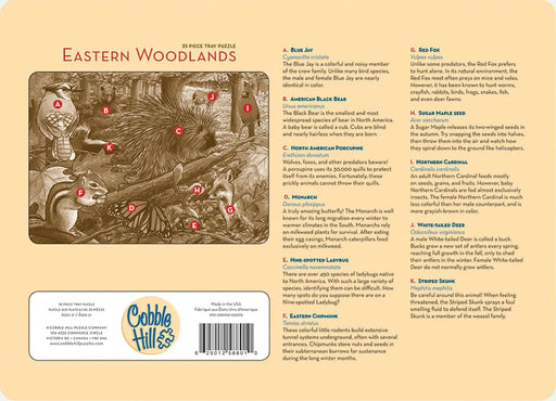 Eastern Woodlands Tray Puzzle
back of puzzle with animal identification and info