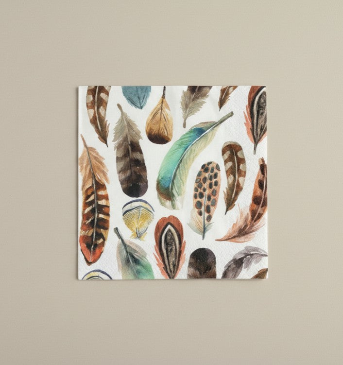 Aquarell Feathers  Paper Napkins - Beverage size