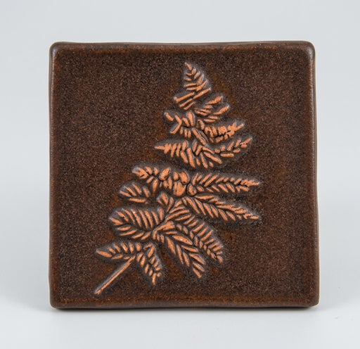 Stoneware Tile Fern - 4 x 4 inches