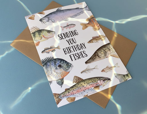 Birthday Card - Sending You Birthday Fishes with reflective sunlight and shadows