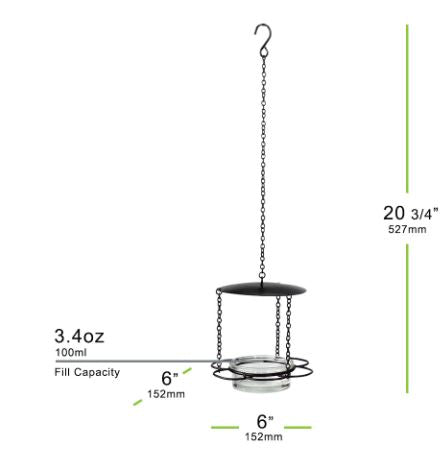 Hanging Floral Feeder - dimensions and scale