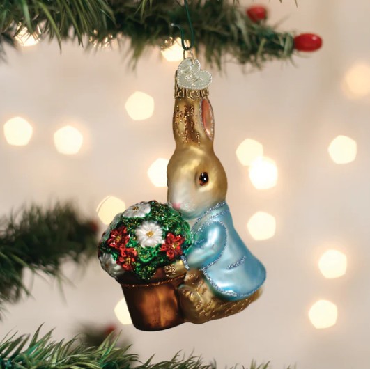 Peter Rabbit With Flower Pot Ornament
