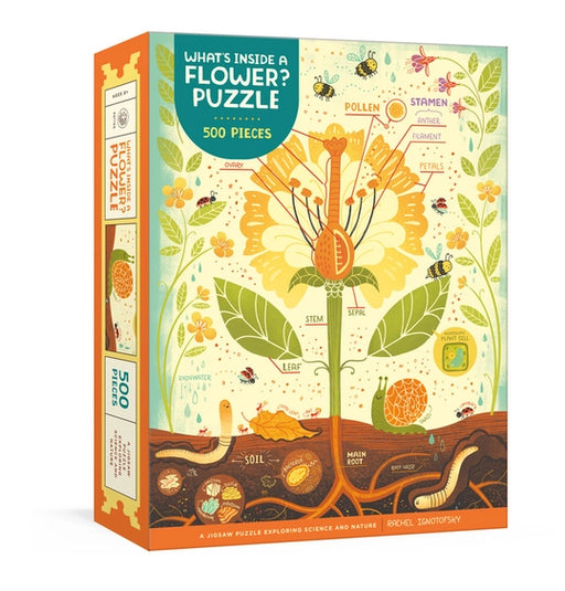 500 piece puzzle depicting a diagram of a flower