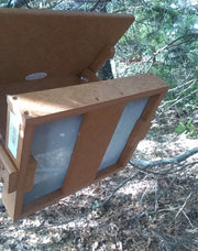 Fly Thru Recycled Feeder - 9" x 10" - Bottom of feeder where flange can be attached for pole mounting