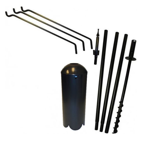 Extended Reach Three Arm Bird Feeder Pole Set with Squirrel Baffle