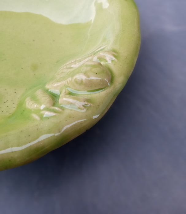 Stoneware Small Critter Bug Bowl - Leopard Frog - closeup of frog