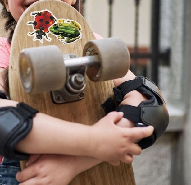 Frog Vinyl Sticker - in use on a skateboard