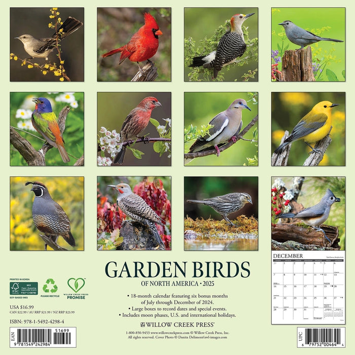 Garden Birds of North America 2025 Wall Calendar
Back Cover