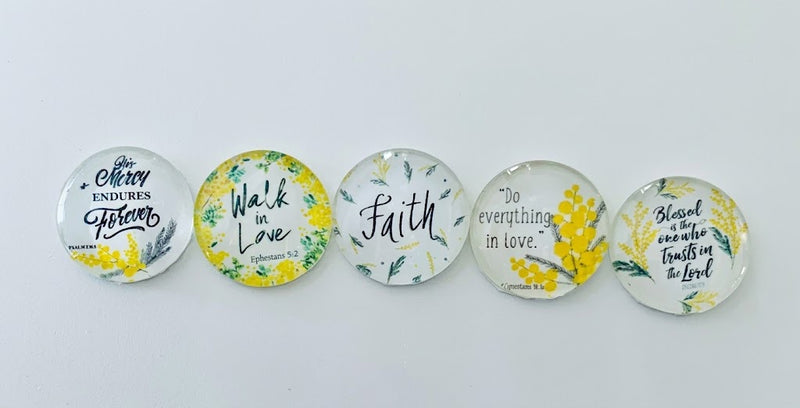 Glass Magnets - Bible and Inspirational Verses - Set of 5