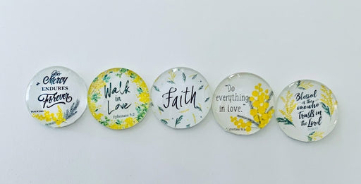 Glass Magnets - Bible and Inspirational Verses - Set of 5