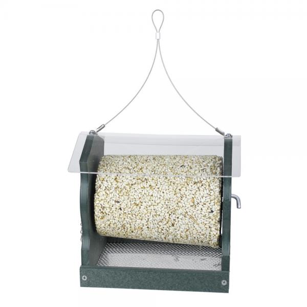 Recycled Hunter Green Seed Cylinder Feeder
with safflower cylinder