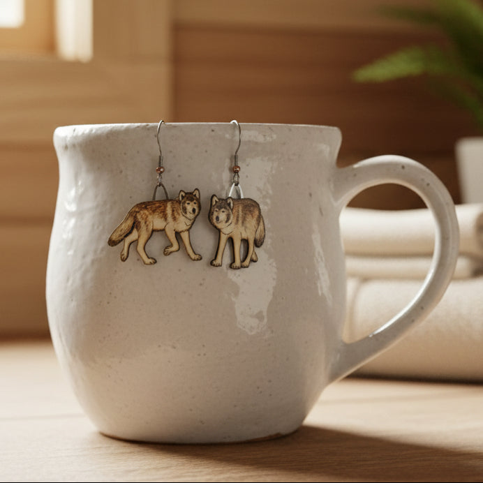 Grey Wolf Earrings