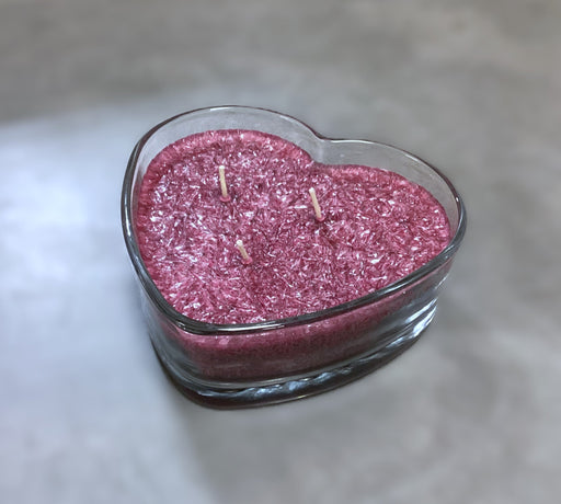 Palm Wax Hand-Poured Jar Candle - Valentine Heart - Raspberry Chocolate