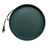 Green heating bird bath replacement dish with a power cord on a white  background