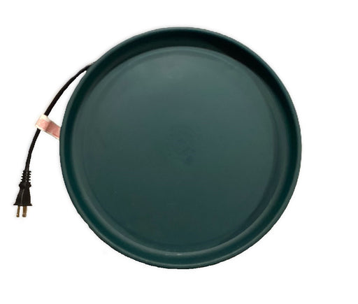 Green heating bird bath replacement dish with a power cord on a white  background