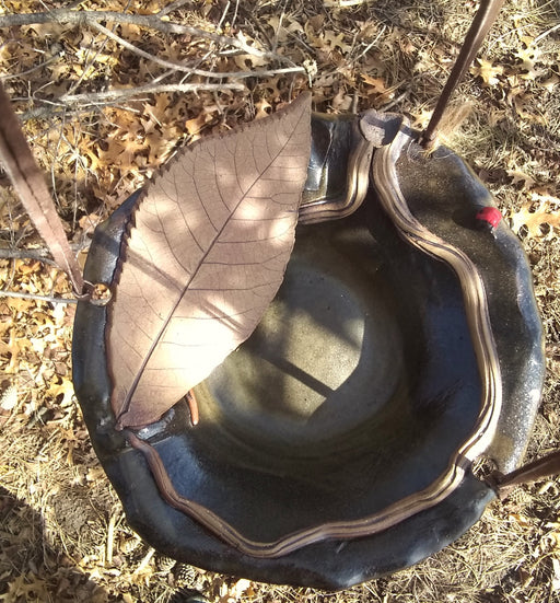 Hanging Bird Bath - Shagbark Hickory Leaf Bowl