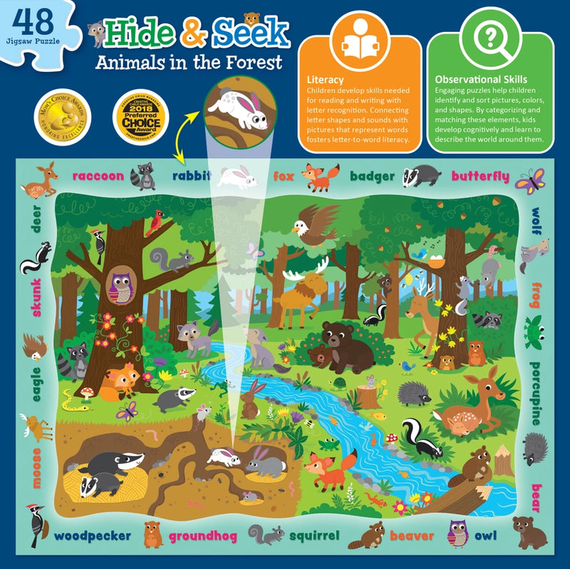 Hide & Seek - Animals in the Forest 48 Piece Puzzle