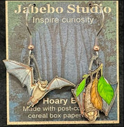 Hoary Bat Earrings with packaging