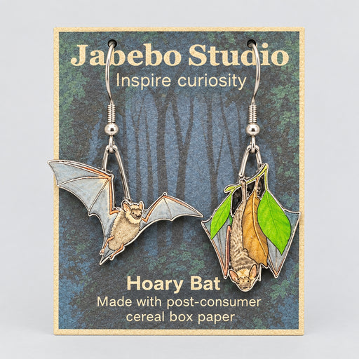 Hoary Bat Earrings with packaging