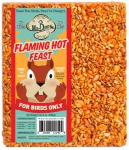 Hanging Tray Feeder Seed Cake Combo with Feeder Pole - Flaming Hot Feast Seed Cake - Large
