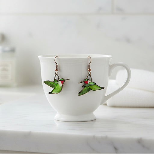Ruby-Throated Hummingbird Earrings