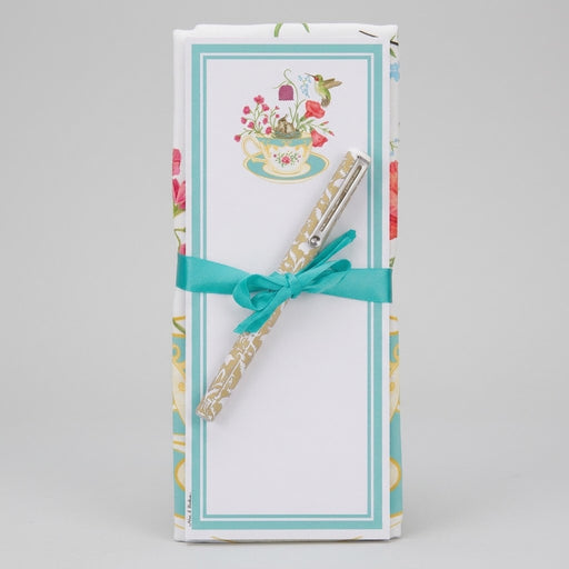 Flour Sack Towel & Magnetic Note Pad Set - Teacup